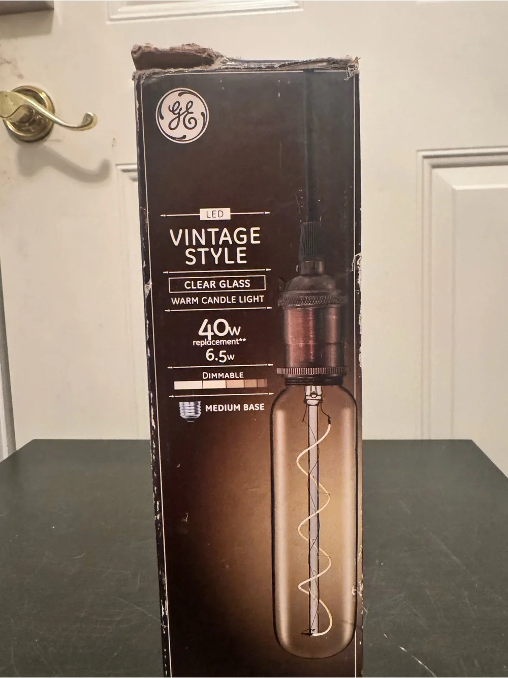 GE Vintage Style 40 Watt LED T20 Light Bulb Warm Candle Clear Medium Base 40w 8”